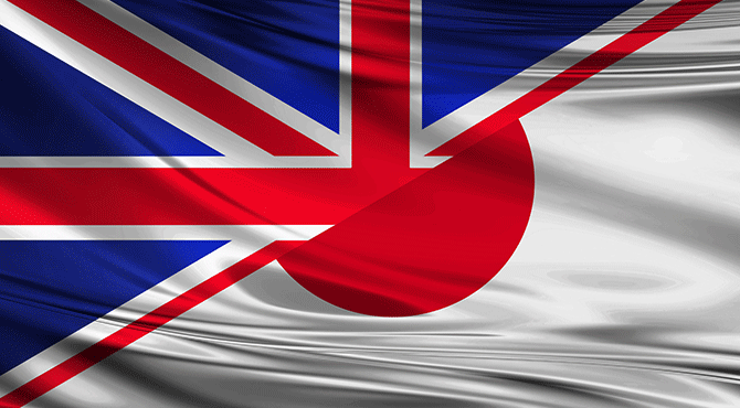 Uk and Japan flags