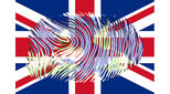 Union jack flag with fingerprint superimposed on it