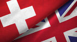 United Kingdom and Switzerland flag together relations textile cloth fabric texture