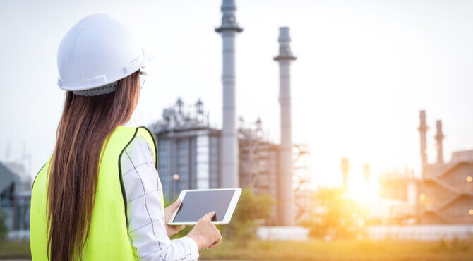 Engineer with tablet