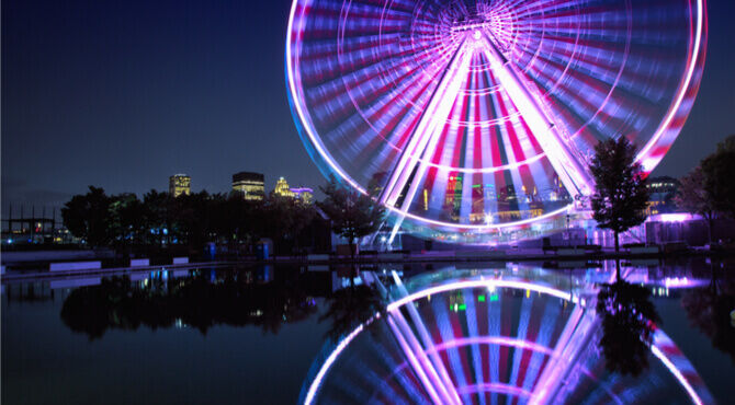 Montreal's observation wheel at night