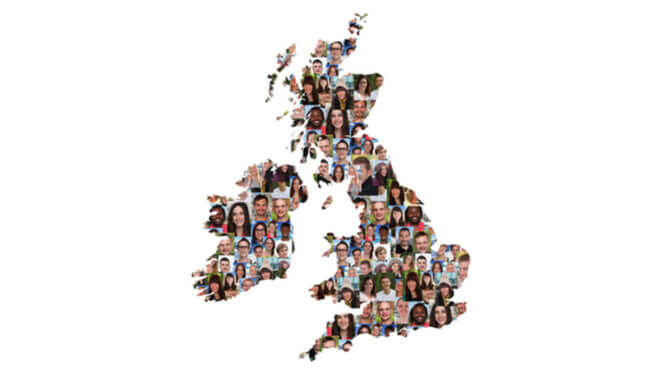 Image of UK map made up of faces of young people