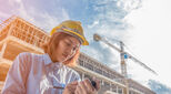 Female construction worker on site