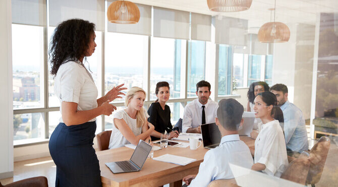 Business meeting led by a woman