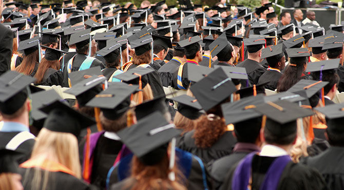 University students at a graduation ceremony