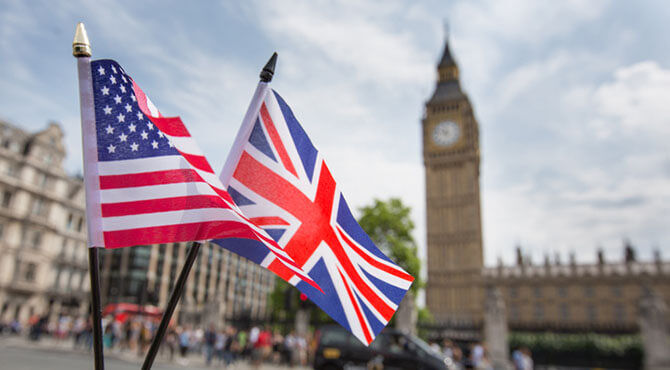 US and UK flags representing 2020 trade talks
