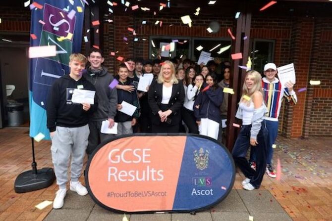 LVS Ascot students and headteacher celebrate GCSE results