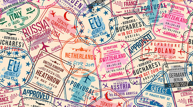 an image containing various visa stamps including one for Heathrow Airport in the UK and the EU