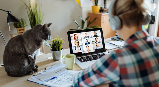 Woman working from home