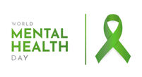 World Mental Health Day card green ribbon