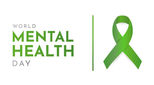 World Mental Health Day card green ribbon