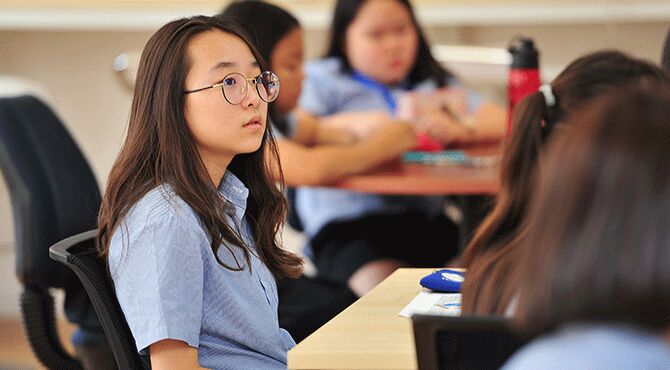 Student listening in class